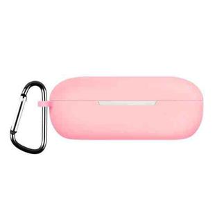 For Huawei FreeBuds SE Pure Color Bluetooth Earphone Silicone Case with Hook(Pink)