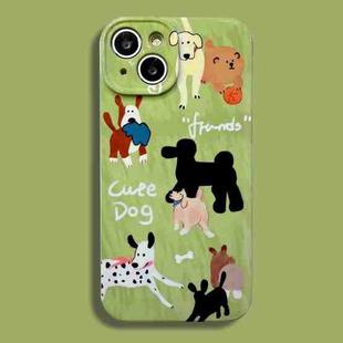 For iPhone 14 Film Printing Ultra-thin All Inclusive PC Phone Case(Oil Painting Dogs)