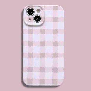 For iPhone 14 Plus Film Printing Ultra-thin All Inclusive PC Phone Case(Pink Plaid)