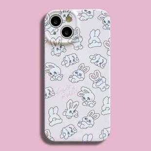 For iPhone 14 Plus Film Printing Ultra-thin All Inclusive PC Phone Case(Pink Rabbit)