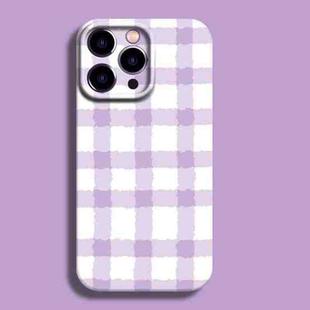 For iPhone 14 Pro Film Printing Ultra-thin All Inclusive PC Phone Case(Purple Plaid)