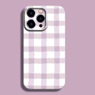 For iPhone 14 Pro Film Printing Ultra-thin All Inclusive PC Phone Case(Pink Plaid)