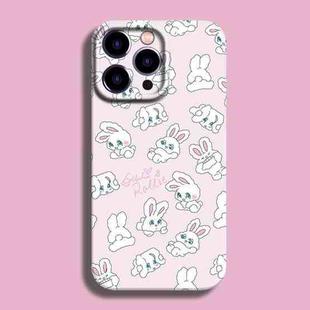 For iPhone 14 Pro Film Printing Ultra-thin All Inclusive PC Phone Case(Pink Rabbit)