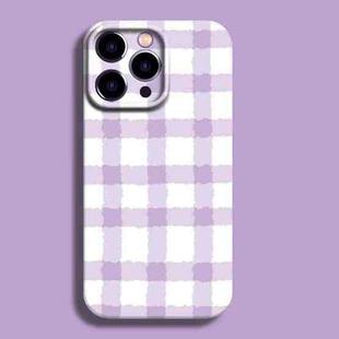 For iPhone 14 Pro Max Film Printing Ultra-thin All Inclusive PC Phone Case(Purple Plaid)