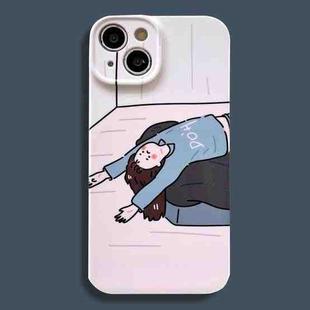 For iPhone 13 Film Printing Ultra-thin All Inclusive PC Phone Case(Lazy Girl 2)