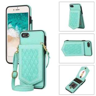 For iPhone 6s Plus / 6 Plus Rhombic Texture RFID Phone Case with Lanyard & Mirror(Mint Green)