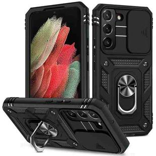 For Samsung Galaxy S22 5G Sliding Camera Cover TPU + PC Phone Case(Black+Black)