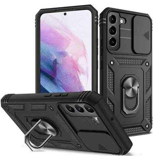 For Samsung Galaxy S22+ 5G Sliding Camera Cover TPU + PC Phone Case(Black+Black)