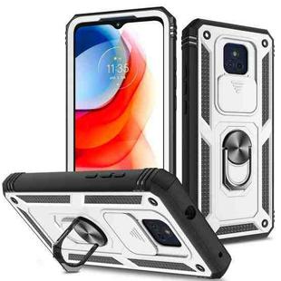 For Motorola Moto G Play 2021 Sliding Camera Cover TPU + PC Phone Case(White+Black)