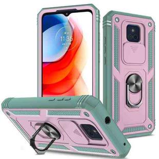 For Motorola Moto G Play 2021 Sliding Camera Cover TPU + PC Phone Case(Pink+Green)
