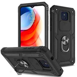 For Motorola Moto G Play 2021 Sliding Camera Cover TPU + PC Phone Case(Black+Black)