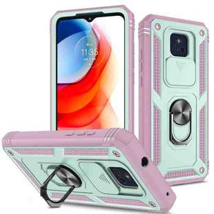 For Motorola Moto G Play 2021 Sliding Camera Cover TPU + PC Phone Case(Green+Pink)