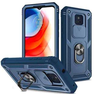 For Motorola Moto G Play 2021 Sliding Camera Cover TPU + PC Phone Case(Blue+Blue)