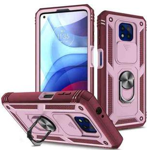 For Motorola Moto G Power 2021 Sliding Camera Cover TPU + PC Phone Case(Pink+Red)