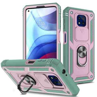 For Motorola Moto G Power 2021 Sliding Camera Cover TPU + PC Phone Case(Pink+Green)