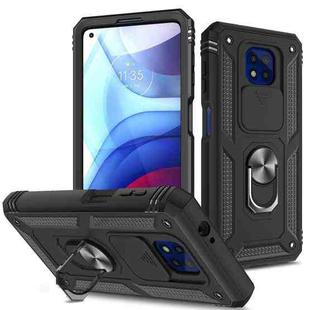 For Motorola Moto G Power 2021 Sliding Camera Cover TPU + PC Phone Case(Black+Black)