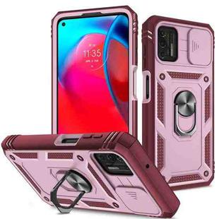 For Motorola Moto G Stylus 2021 Sliding Camera Cover TPU + PC Phone Case(Pink+Red)