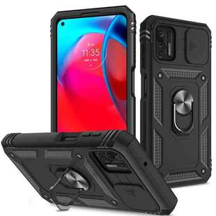 For Motorola Moto G Stylus 2021 Sliding Camera Cover TPU + PC Phone Case(Black+Black)