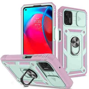 For Motorola Moto G Stylus 2021 Sliding Camera Cover TPU + PC Phone Case(Green+Pink)