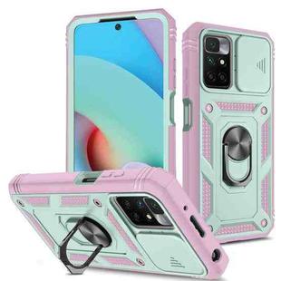 For Xiaomi Redmi 10 Sliding Camera Cover TPU + PC Phone Case(Green+Pink)