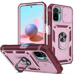 For Xiaomi Redmi Note 10 Sliding Camera Cover TPU + PC Phone Case(Pink+Red)