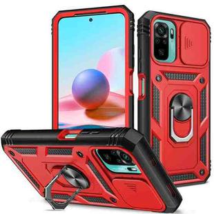 For Xiaomi Redmi Note 10 Sliding Camera Cover TPU + PC Phone Case(Red+Black)