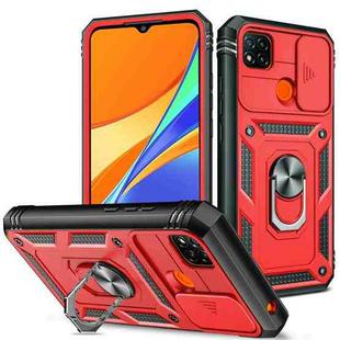 For Xiaomi Redmi 9C Sliding Camera Cover TPU + PC Phone Case(Red+Black)