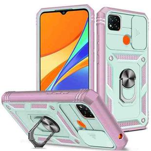 For Xiaomi Redmi 9C Sliding Camera Cover TPU + PC Phone Case(Green+Pink)