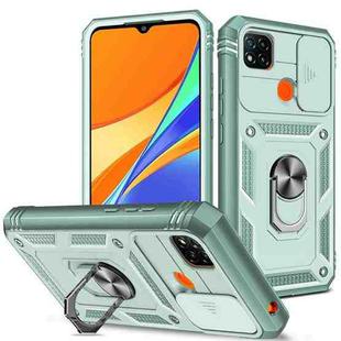For Xiaomi Redmi 9C Sliding Camera Cover TPU + PC Phone Case(Green+Green)