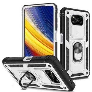 For Xiaomi Poco X3 NFC Sliding Camera Cover TPU + PC Phone Case(White+Black)
