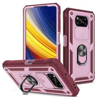 For Xiaomi Poco X3 NFC Sliding Camera Cover TPU + PC Phone Case(Pink+Red)