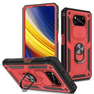 For Xiaomi Poco X3 NFC Sliding Camera Cover TPU + PC Phone Case(Red+Black)