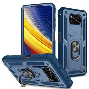 For Xiaomi Poco X3 NFC Sliding Camera Cover TPU + PC Phone Case(Blue+Blue)