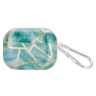 For AirPods Pro Electroplate Marble Pattern Wireless Earphone Protective Case with Hook(Green)
