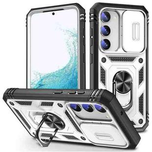 For Samsung Galaxy S23 5G Sliding Camera Cover TPU + PC Phone Case(White+Black)