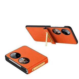 For Huawei P50 Pocket SULADA Invisible Bracket Leather Back Cover Phone Case(Orange)