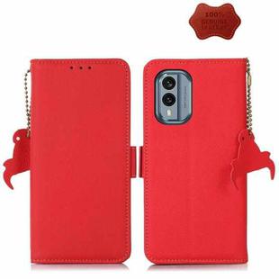 For Nokia X30 5G Side-Magnetic TJ Genuine Leather RFID Phone Case(Red)