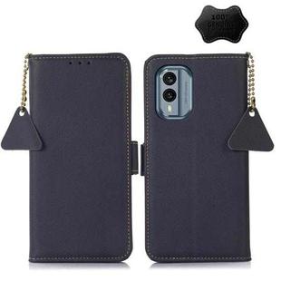 For Nokia X30 5G Side-Magnetic TJ Genuine Leather RFID Phone Case(Blue)