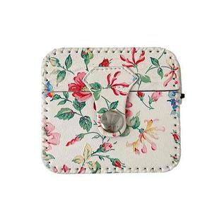 For AirPods Pro White Floral PU Leather Wireless Earphone Case