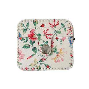 For AirPods Pro 2 White Floral PU Leather Wireless Earphone Case