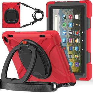 For Amazon Fire HD 8 2022 Silicone + PC Protective Tablet Case with Holder & Shoulder Strap(Red)