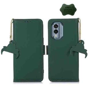 For Nokia X30 5G Genuine Leather Magnetic RFID Leather Phone Case(Green)