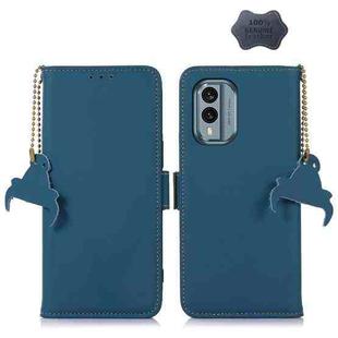 For Nokia X30 5G Genuine Leather Magnetic RFID Leather Phone Case(Blue)