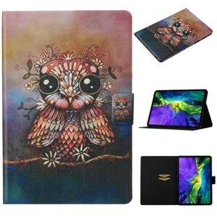 For iPad Pro 11 (2020) Coloured Drawing Pattern Horizontal Flip Leather Tablet Case with Holder & Card Slot & Sleep / Wake-up Function(Owl)