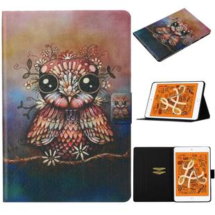 For iPad mini 5 / 4 / 3 / 2 / 1 Coloured Drawing Pattern Horizontal Flip Leather Case with Holder & Card Slot & Sleep / Wake-up Function(Owl)