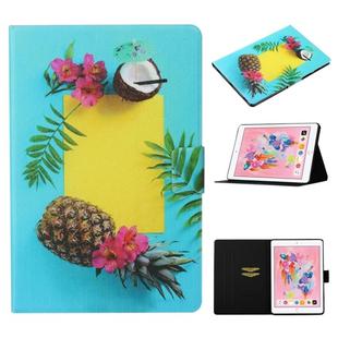 For iPad 9.7 (2018) & (2017) Coloured Drawing Pattern Horizontal Flip Leather Case with Holder & Card Slot & Sleep / Wake-up Function(Pineapple)