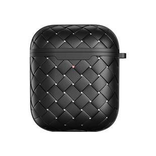For AirPods 1 / 2 Weave Texture TPU Wireless Earphone Protective Case(Black)