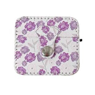 For AirPods Pro 2 PU Leather Wireless Earphone Case(Purple Flowers)