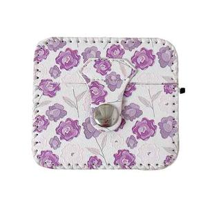 For AirPods 3 PU Leather Wireless Earphone Case(Purple Flowers)