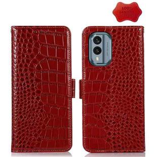 For Nokia X30 5G Crocodile Top Layer Cowhide Leather Phone Case(Red)
